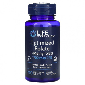 Life Extension, Optimized Folate L-Methylfolate, 1700 мг, 100 табл (100 порций)