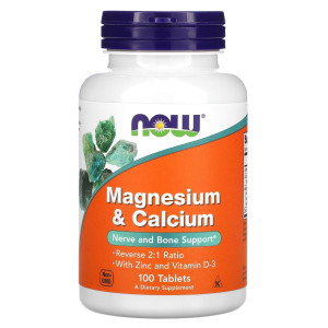 NOW, Magnesium & Calcium, 100 табл (33 порции)