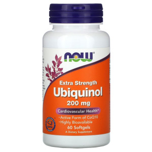NOW, Ubiquinol, 200 мг, 60 капс (60 порций)