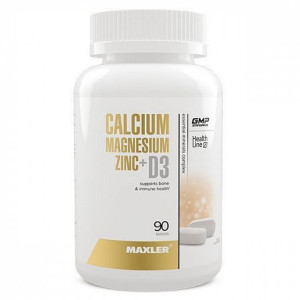 MAXLER, Calcium Zinc Magnesium+D3, 90 табл (30 порций)