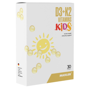 MAXLER, Vitamin D3 + K2 (Kids), 30 софт гел