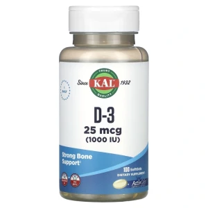 KAL, D-3 1000 МЕ, 100 капсул