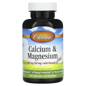 Carlson, Calcium & Magnesium Gels, 100 софтгель