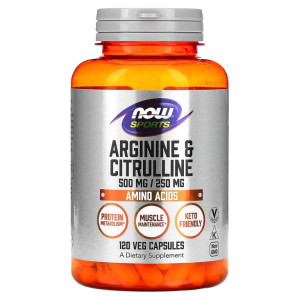NOW, Arginine & Citrulline, 120 капс (120 порций)