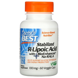 Doctor's Best, R-Lipoic Acid with Na-RALA, 100 мг, 60 капс (60 порций)