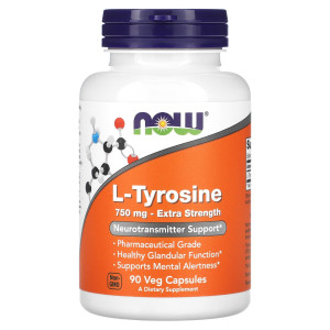 NOW, L-Tyrosine, 750 ΠΌΠ³, 90 ΠΊΠ°ΠΏΡ (90 ΠΏΠΎΡΡΠΈΠΉ)