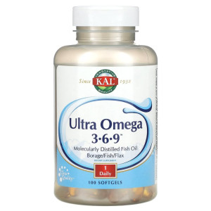 KAL, Omega 3-6-9, 100 капсул