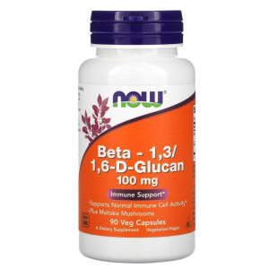NOW, BETA-1, 3/1, 6-D-GLUCAN 100 мг, 90 капс (90 порций)