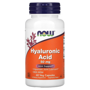 NOW, Hyaluronic Acid + MSM 50 мг