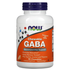 NOW, GABA 250 мг, 90 жев табл (45 порций)