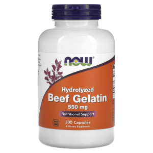 NOW, Hydrolyzed Beef Gelatin 550 мг, 200 капс (50 порций)