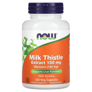 NOW, Milk Thistle Extract 150 mg Silymarin 120 мг, 120 капс (60 порций)