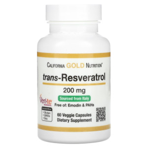 California Gold Nutrition, Trans-Resveratrol 200 mg, 60 капс (60 порций)