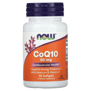 NOW, Coq10 With Selenium & Vitamin E, 50 mg, 50 капс (50 порций)