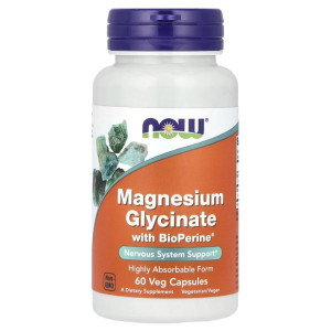 NOW, Magnesium Glycinate, 60 капс (30 порций)