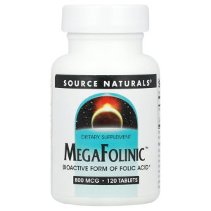 Source Naturals, Mega Folinic 800 мкг, 120 табл (120 порций)
