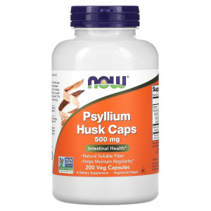 NOW, Psyllium Husk 500 мг, 200 капс (66 порций)