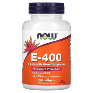 NOW, E-400 + Selenium, 100 софтгель (100 порций)