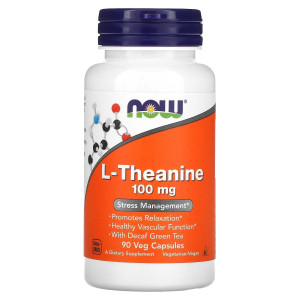 NOW, L-Theanine, 100 мг, 90 капс (90 порций)