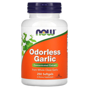 NOW, Odorless Garlic, 250 софтгель (125 порций)