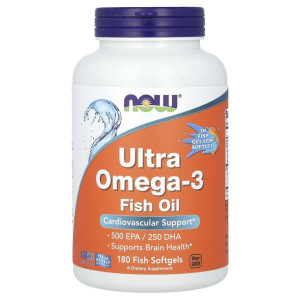 NOW, Ultra Omega-3 Fish Gelatin, 180 софтгель (180 порций)