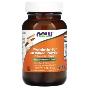 NOW, Probiotic-10 50 Billion Powder, 57 г (38 порций)