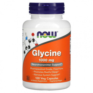 NOW, Glycine, 1000 мг, 100 капс (33 порции)