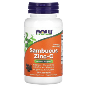 NOW, Sambucus Zinc-C, 60 паст (60 порций)