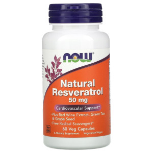 NOW, Resveratrol, 50 мг, 60 капс (30 порций)