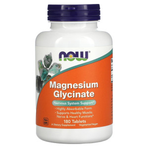 NOW, Magnesium Glycinate, 100 мг, 180 табл (90 порций)