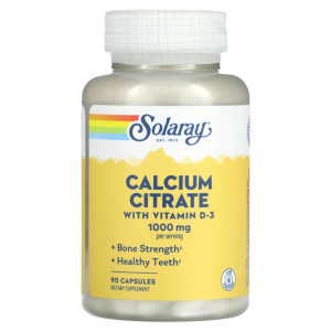 Solaray, Calcium Citrate with Vitamin D3, 1000 мг, 90 капс (22 порции)