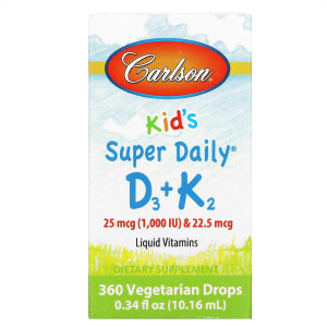Carlson, Kids D3-K2, 10 мл (360 порций)