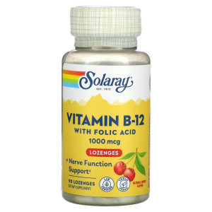 Solaray, Vitamin B-12 With Folic Acid 1000 мкг, 90 паст (90 порций)