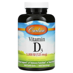 Carlson, Vitamin D3, 360 капс (360 порций)