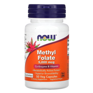 NOW, Methyl Folate, 5000 мг, 50 капc (50 порций)