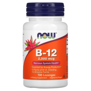 NOW, B-12 2000 мкг, 100 паст (100 порций)