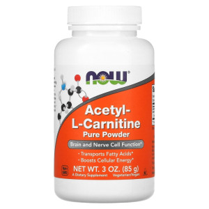 NOW, Acetyl L-Carnitine POWDER, 85 г (57 порций)