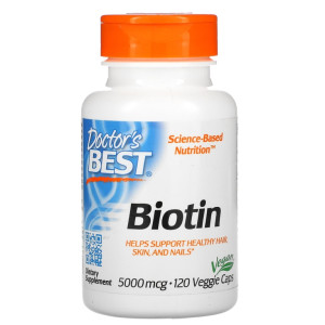 Doctor's Best, Biotin 5000 mcg, 120 капс (120 порций)