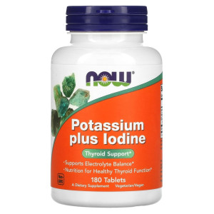 NOW, Potassium plus lodine, 180 табл (180 порций)