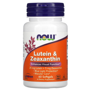 NOW, Lutein & Zeaxanthin, 60 софтгель (60 порций)